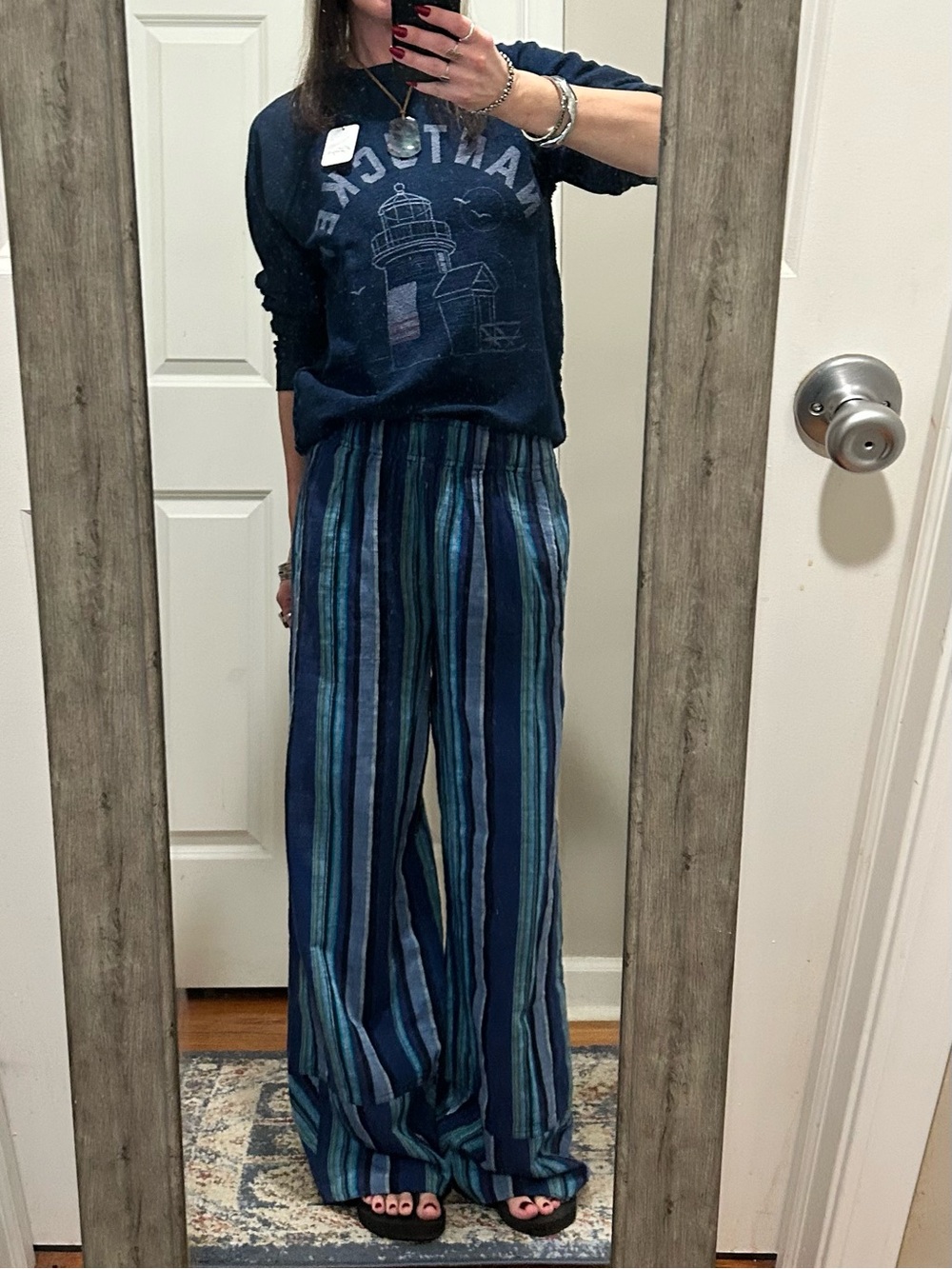 NWT Free People X Retro Brand Nantucket Crewneck in Navy Size Medium - Picture 16 of 16